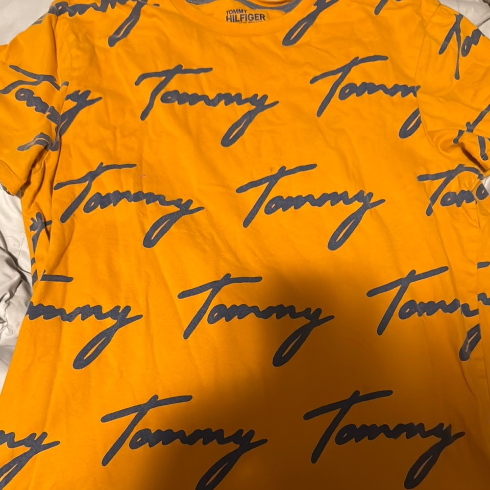 Tommy Hilfiger Yellow and Blue Logo T-Shirt